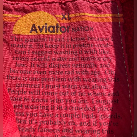 Aviator Nation Lightning Bolt Red Full Zip Hoodie Men’s Size XL - Picture 5 of 10